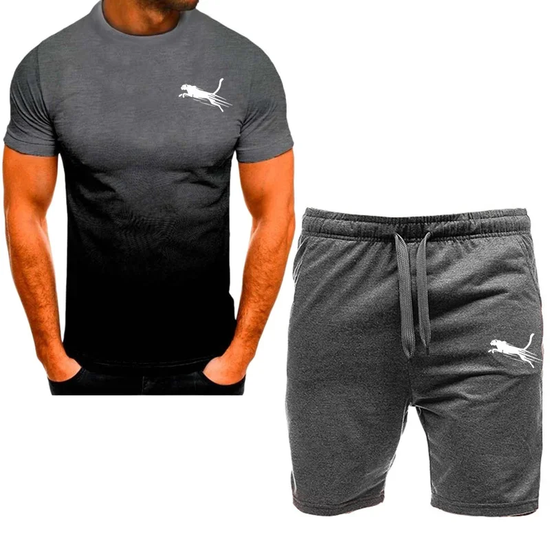 Ropa deportiva de moda para hombre, camiseta de manga corta y pantalones cortos, secado rápido, 2 piezas, verano, novedad de 2024