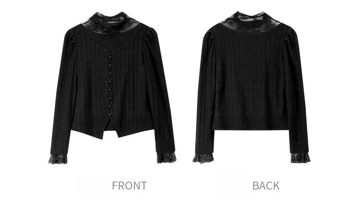 SENTUBILA Eleganter Splicing-Spitzenpullover für Damen, Herbst 2026, Halbrollkragen-Oberteil mit Perlenbesatz, Langarm-Pullover, Damen W54SC5039 – Detail 26