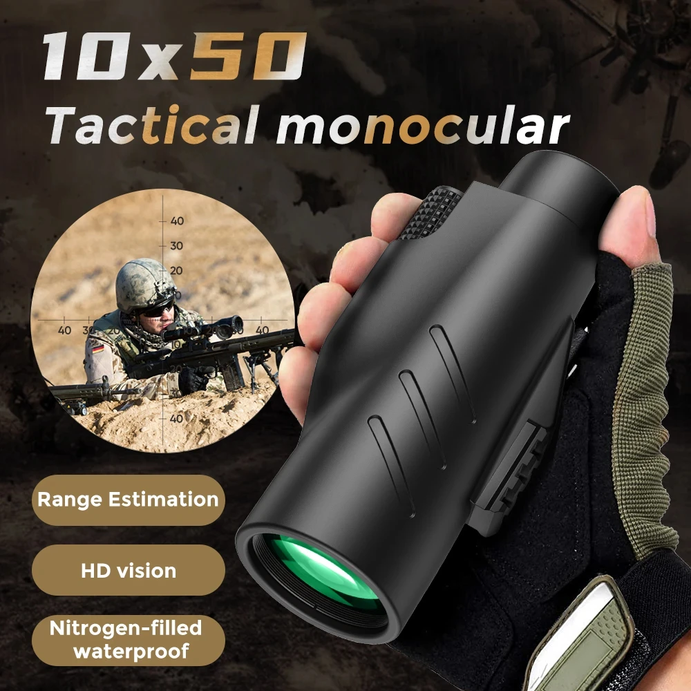 

APEXEL Phone Telescope 10X50 Professional Military Monocular Waterproof and Anti-fog BAK4 Prism Scope for Hunting Camping Hiking