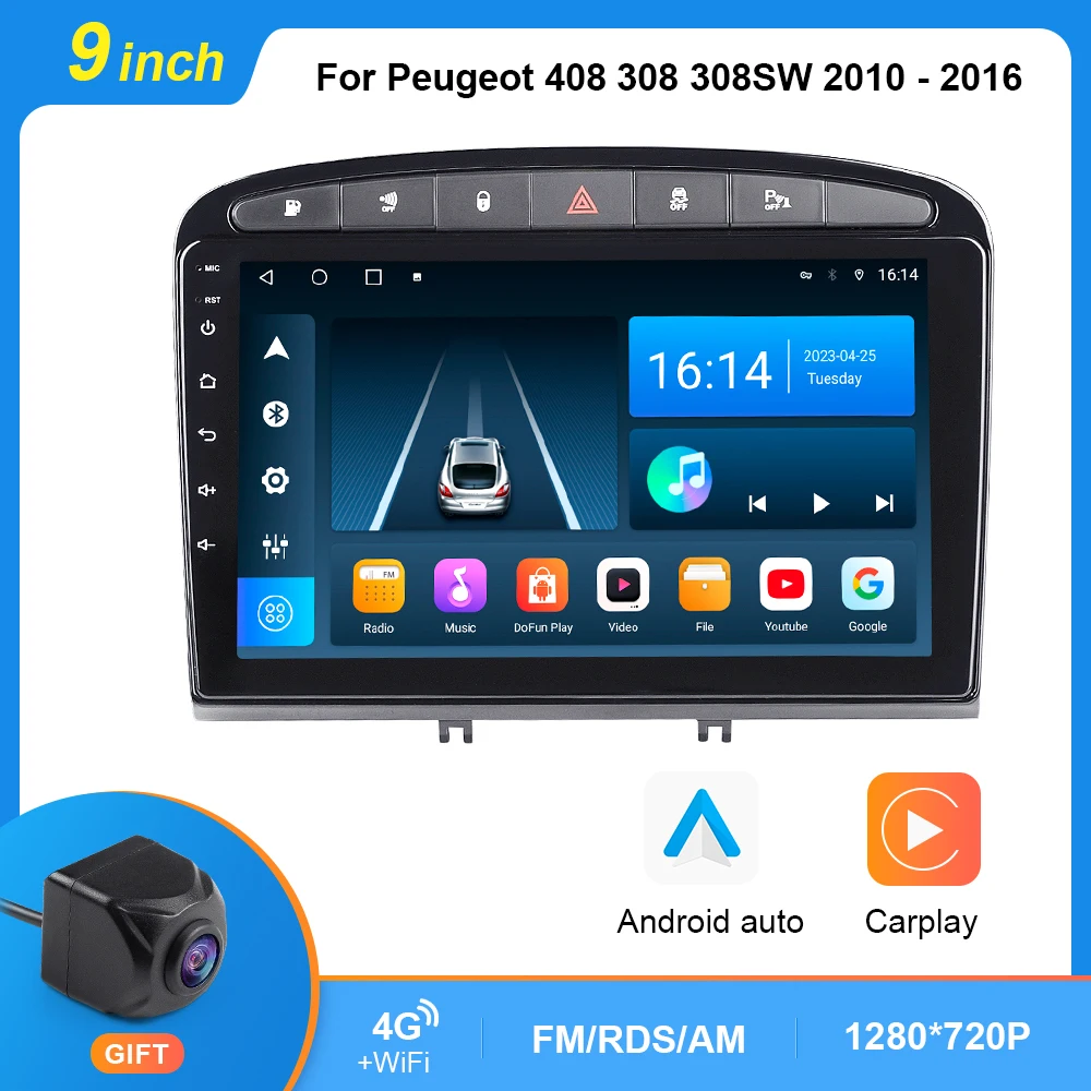 

2 Din DSP Android 10.0 Car Radio Multimedia Video Player For Peugeot 408 308 308SW 2010 2011 2012-2016 Navigation GPS Carplay