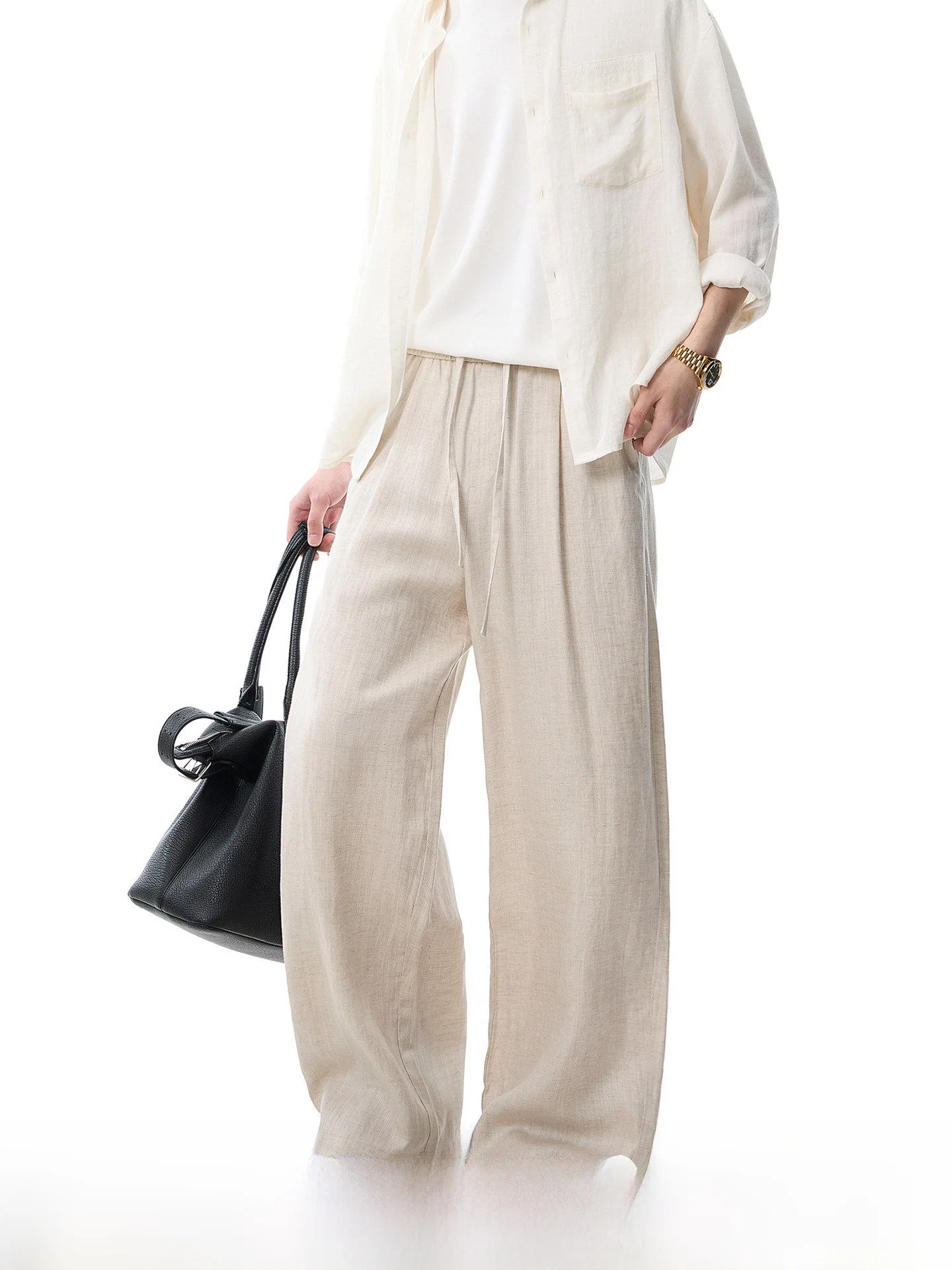 Dream Made Men's Summer Thin Linen  Casual Pants Loose Fit Straight Leg Breathable Comfortable Daily Wear Classic Style