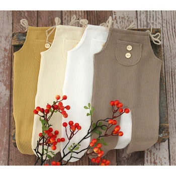 לחצן יילוד אוברול צילום תינוק אביזרים ללא גב תינוק כיס עם תלבושת ילד צילום התינוק dungarees