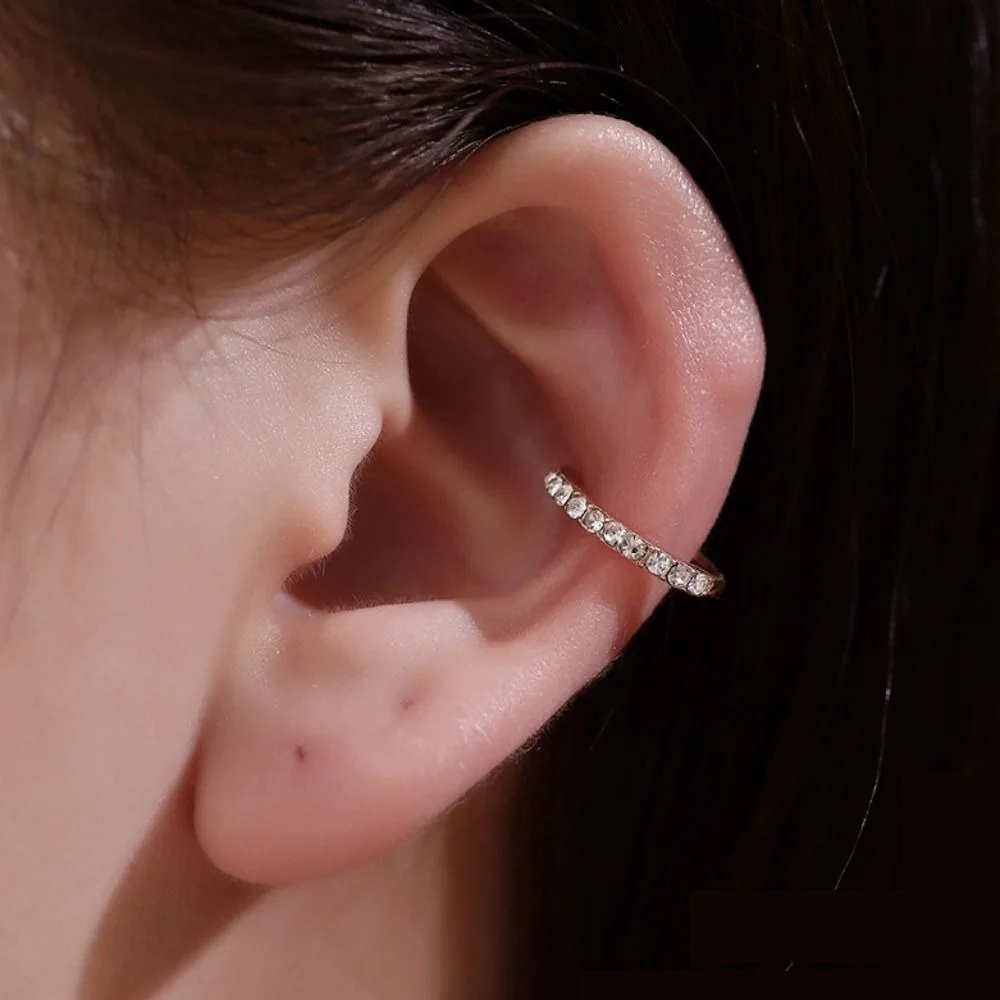 

1pc New Helix Cartilage Full Diamond Earrings Silver Gold Non Piercing Ear Buckle Gift Unisex Zircon Ear Stud Women