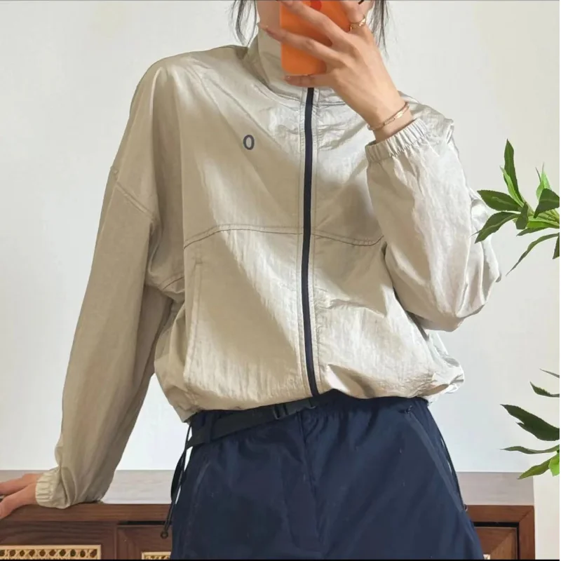  High-End Women's Summer ort Sport Loose ape Flip Collar Sunscreen Skin Clothes Faionable Lightweight Qui Dry