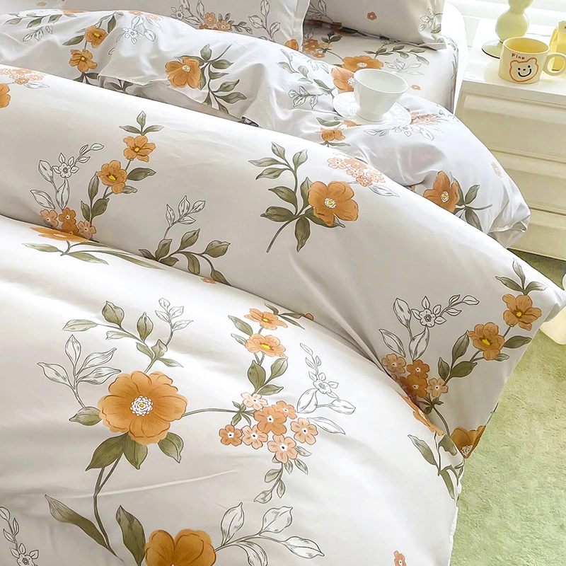 Modern Floral Duvet Cover Stylish Botanical Print, Soft & Durable , Easy Wash Single Twin Double Queen King Size All-Season Use