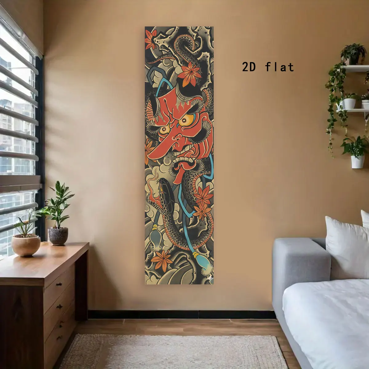 Tapestry Wall Decor Tapestry Clearance Japanese Oni Demon Vertical Tapestry Traditional Hannya Mask Wall Hanging Mystical Red