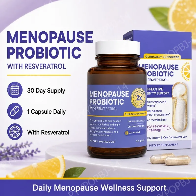 Menopause Probiotics for Women Hormonal Balance Hot Flashes Night Sweats Gut Health Resveratrol & Omega 30 Capsules