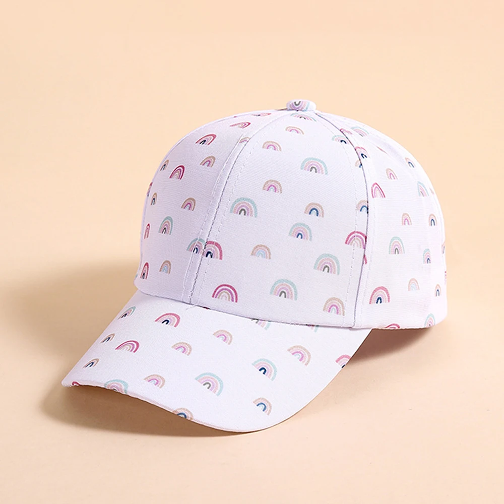 Outdoor Sun Hat Girls Rainbow Print Baseball Cap Travel Infant Child Cap For Kids 3-10 Years