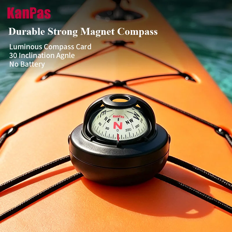 KANPAS Luminous Marine Compass Ball, Night Glow Jet Sport Sea Compass for Kayak, Boat, Canoe/ Battery Free / V-55K