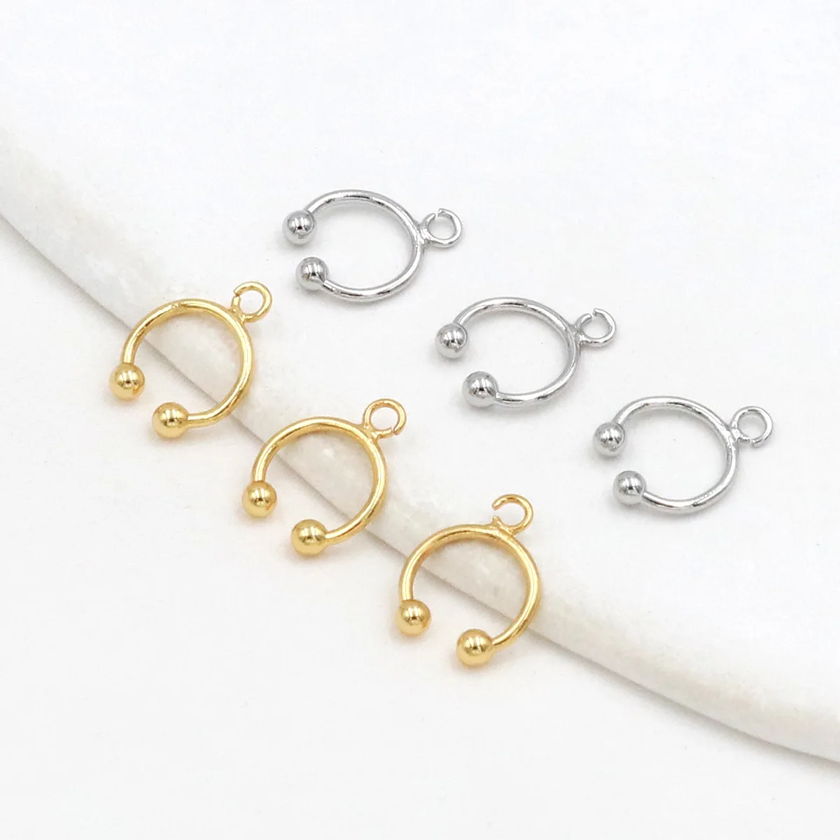 5 Stück/Set 18K Goldfarben Beschichtete Kupfer-Kugelohrringe mit Öse für DIY-Ohrringe, Fake-Knorpel-Ohrclips, Schmuckherstellung – Detail 5