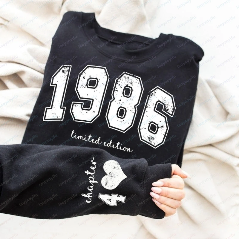 Custom 40th Birthday Sweatshirt Personalized Limited Edition 1986 Hoodie Custom Birthday 1986 Year Number Gift Hoodies Women Top