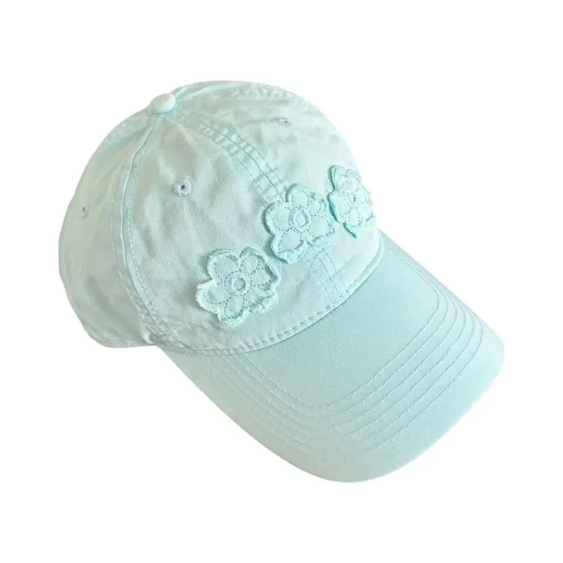 

31BB Stylish Summer Baseball Cap With Floral Stitching Sun Shielding Design Comfortable Unisex Headwear