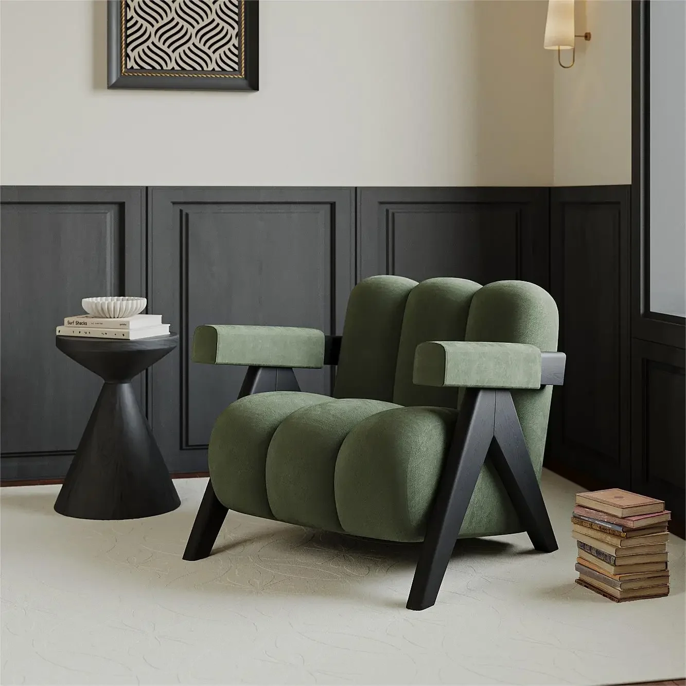 Canapé de salon simple en bois massif