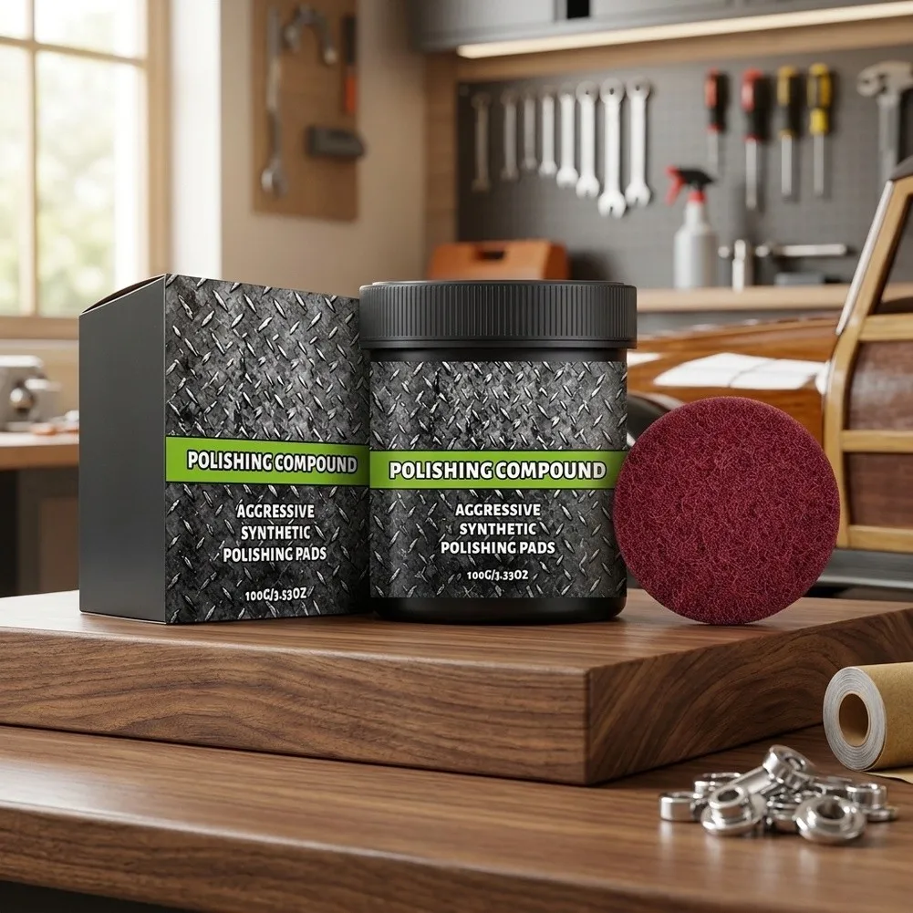 Multi-Material Scratch Remover Polish with Synthetic Pads for Metal Stone Plastic and Ceramic Restores Original Luster