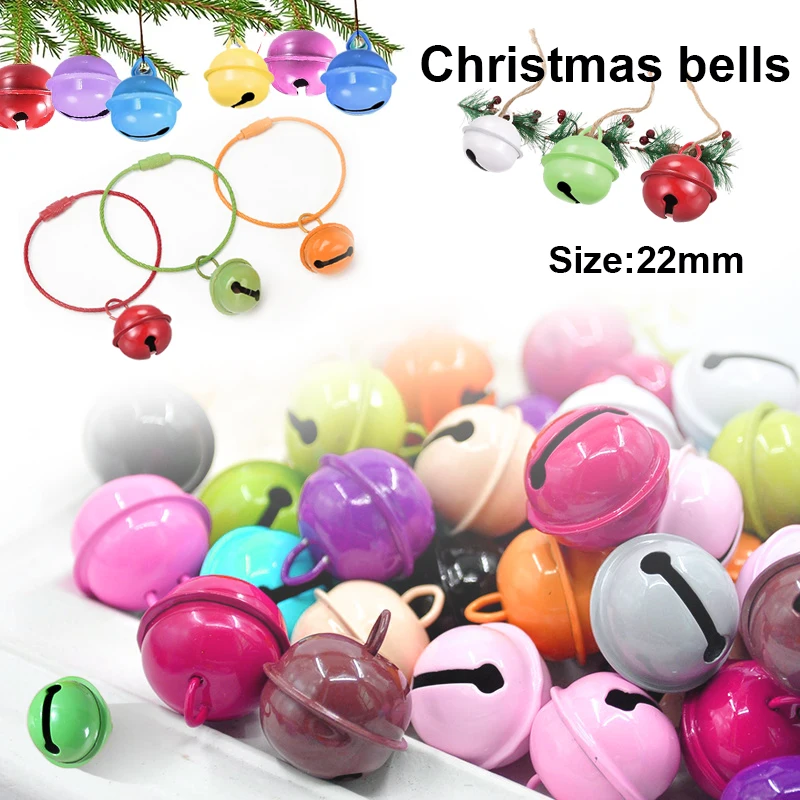 

10pcs Color Bell Diameter 22mm Color Painted DIY Christmas Jewelry Accessories Keychain Pendant Bell, Party Holiday Decoration