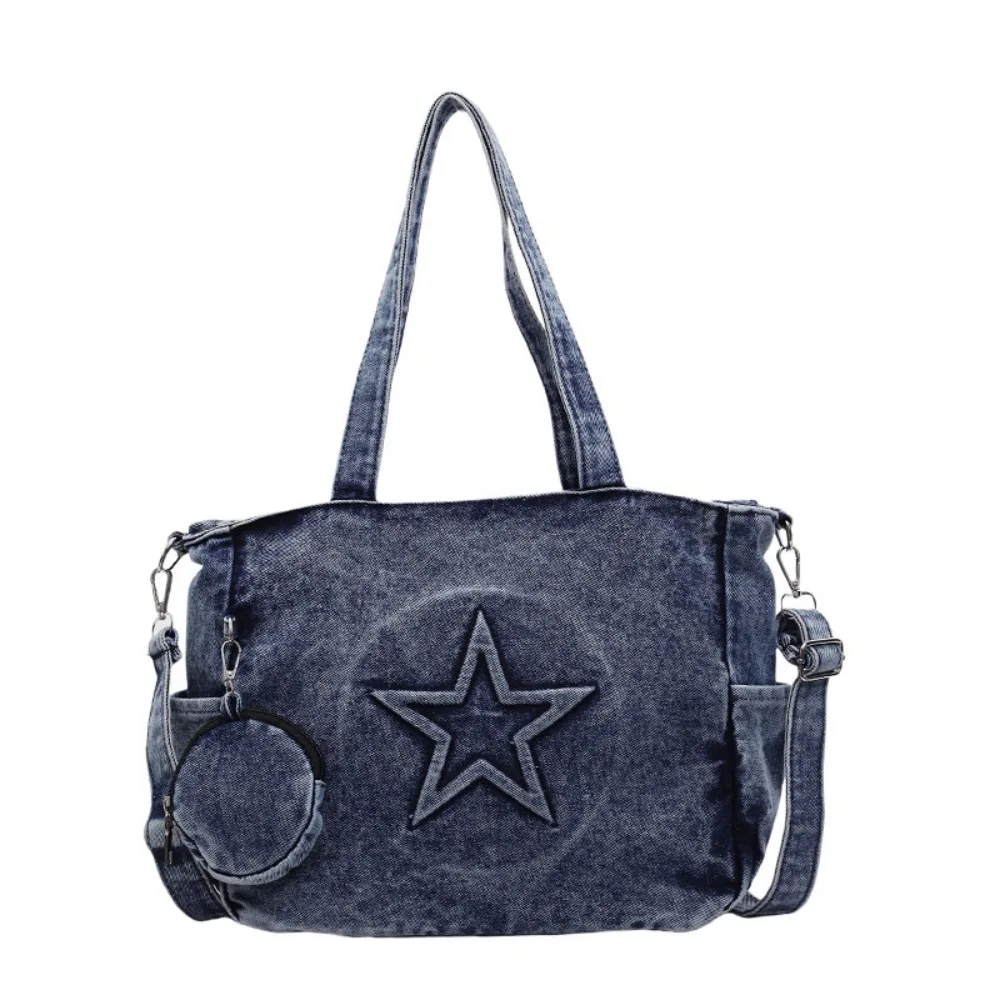 

Fashion Vintage Women Tote Bags Y2k Denim Messenger Bags Large Capacity Stars Gothic Handbag Daily