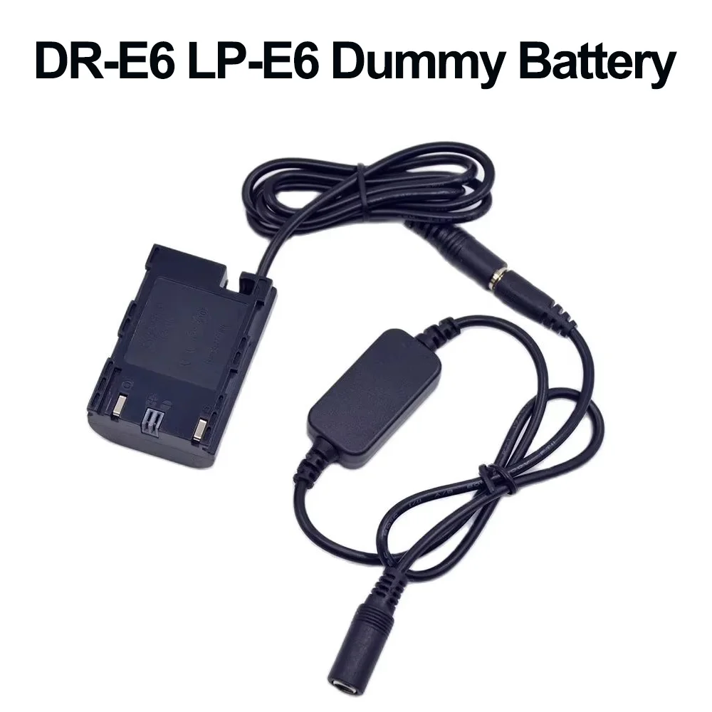 

12V-24V Step Down Cable LP-E6 Dummy Battery DR-E6 DC Coupler for Canon EOS 5D Mark II III 5D2 5D3 6D 7D 60D Camera