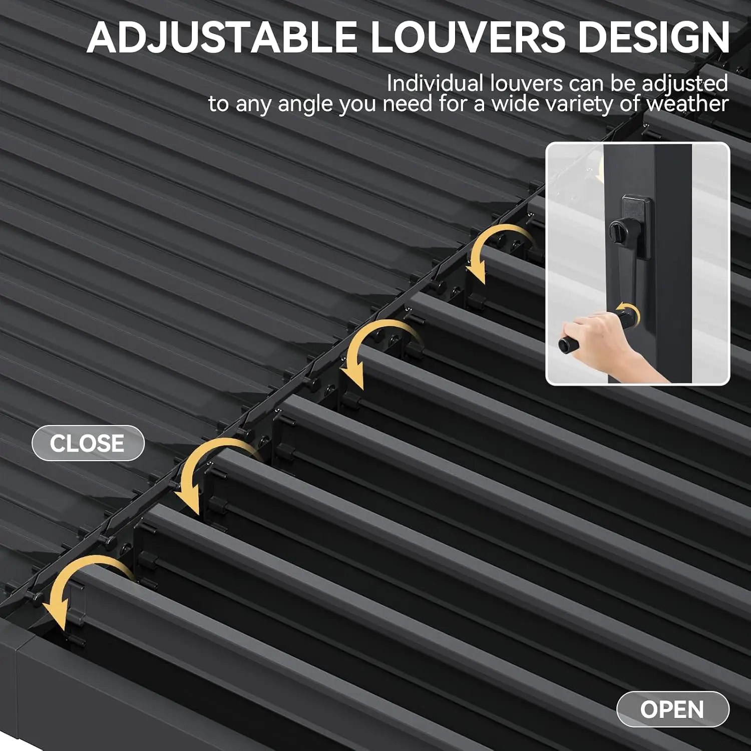 10x10ft Outdoor Louvered Metal Pergola Adjustable Top for Decks Gardens Backyards Patio Shade