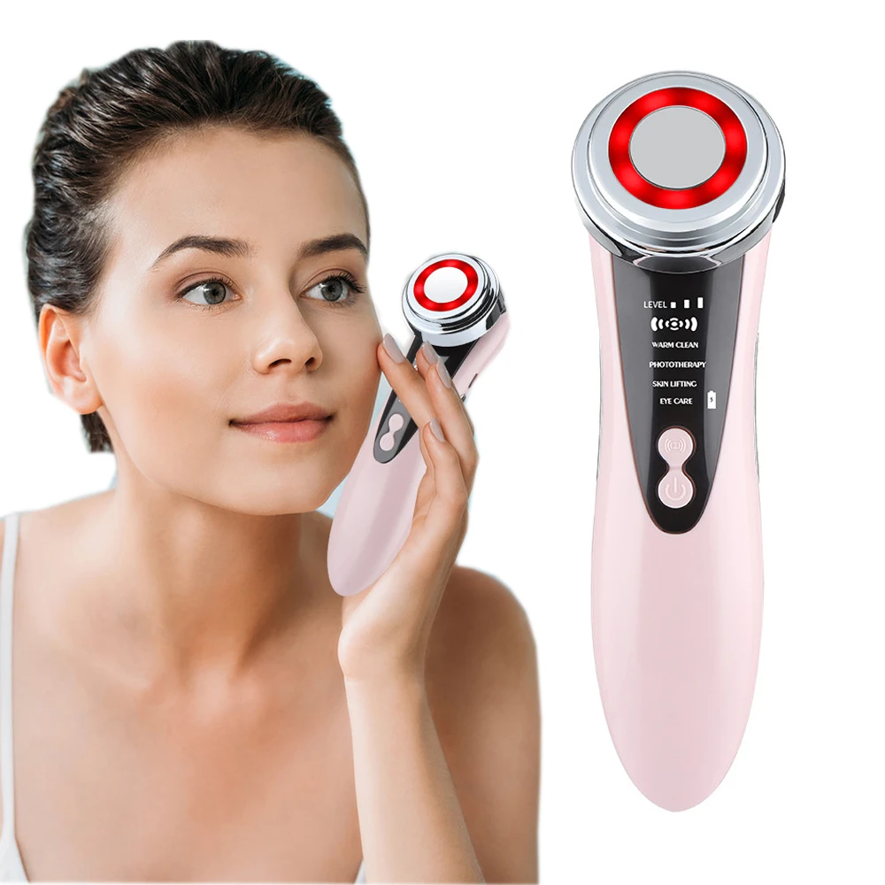 EMS microcorrente pele aperto massageador, mesoterapia dispositivos de elevação facial, spa vibratório rosto, rejuvenescimento da pele LED, limpo, 4 em 1