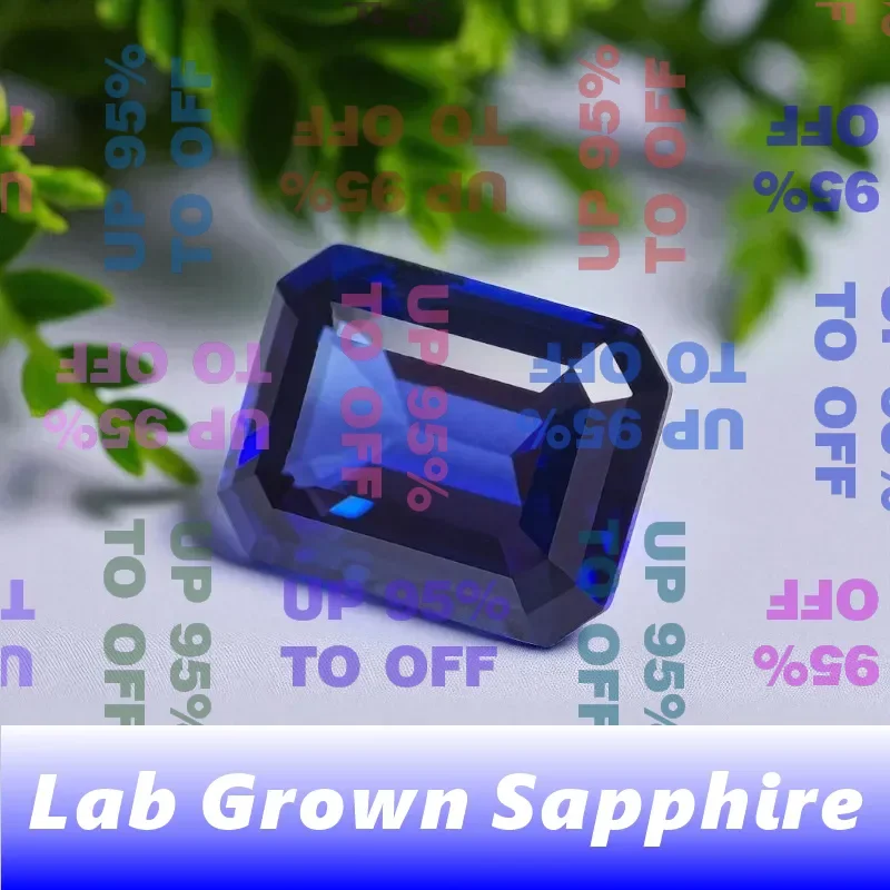 AEmerald Cut Lab Grown Sapphire Royal Blue Color Loose Gemstone  For DIY Jewelry Making Selectable  Certificate
