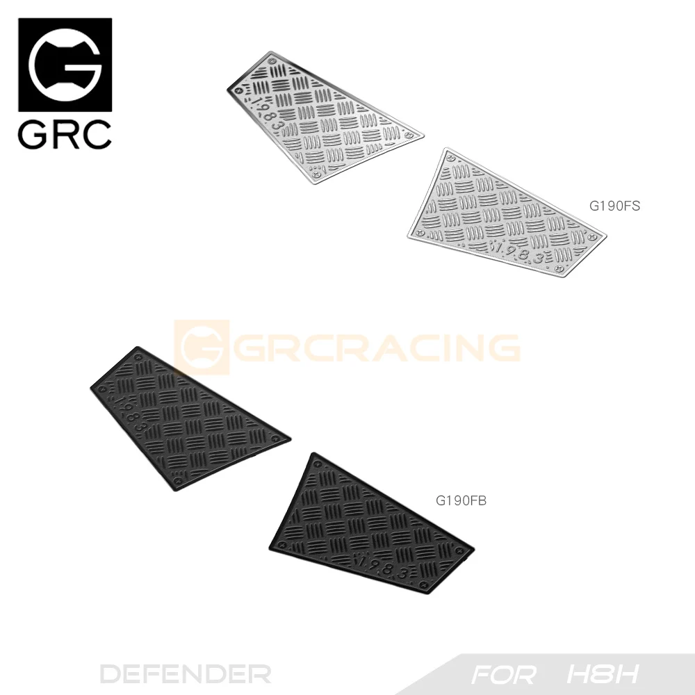 GRC 1/8 Stainless Steel Side back skirt decoration Chequered Plates Metal Protection Sheets For MJX H8H Defender Body #G190FS/FB