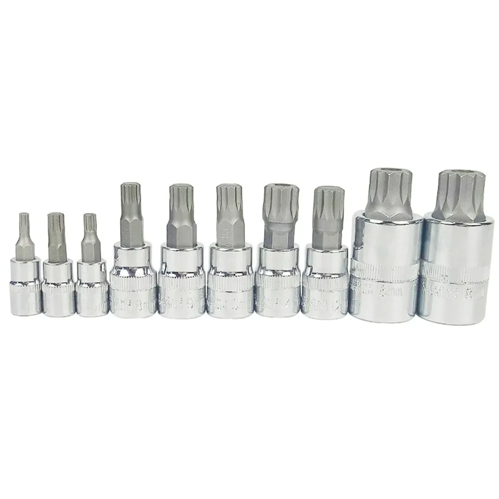 10Pcs XZN Tampered Triple Square Spline Bit Socket Set 3/8\