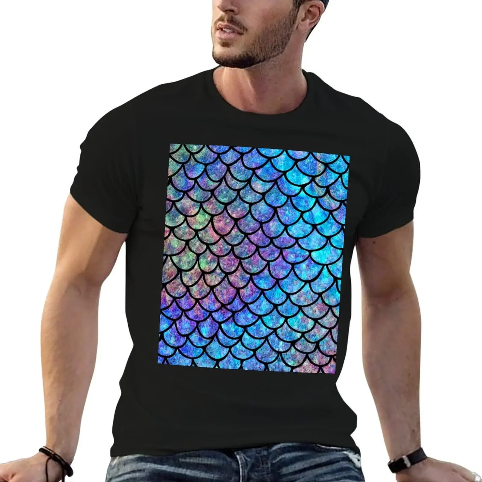 Colorful Mermaid scales T-Shirt plus size clothes animal prinfor boys men clothes