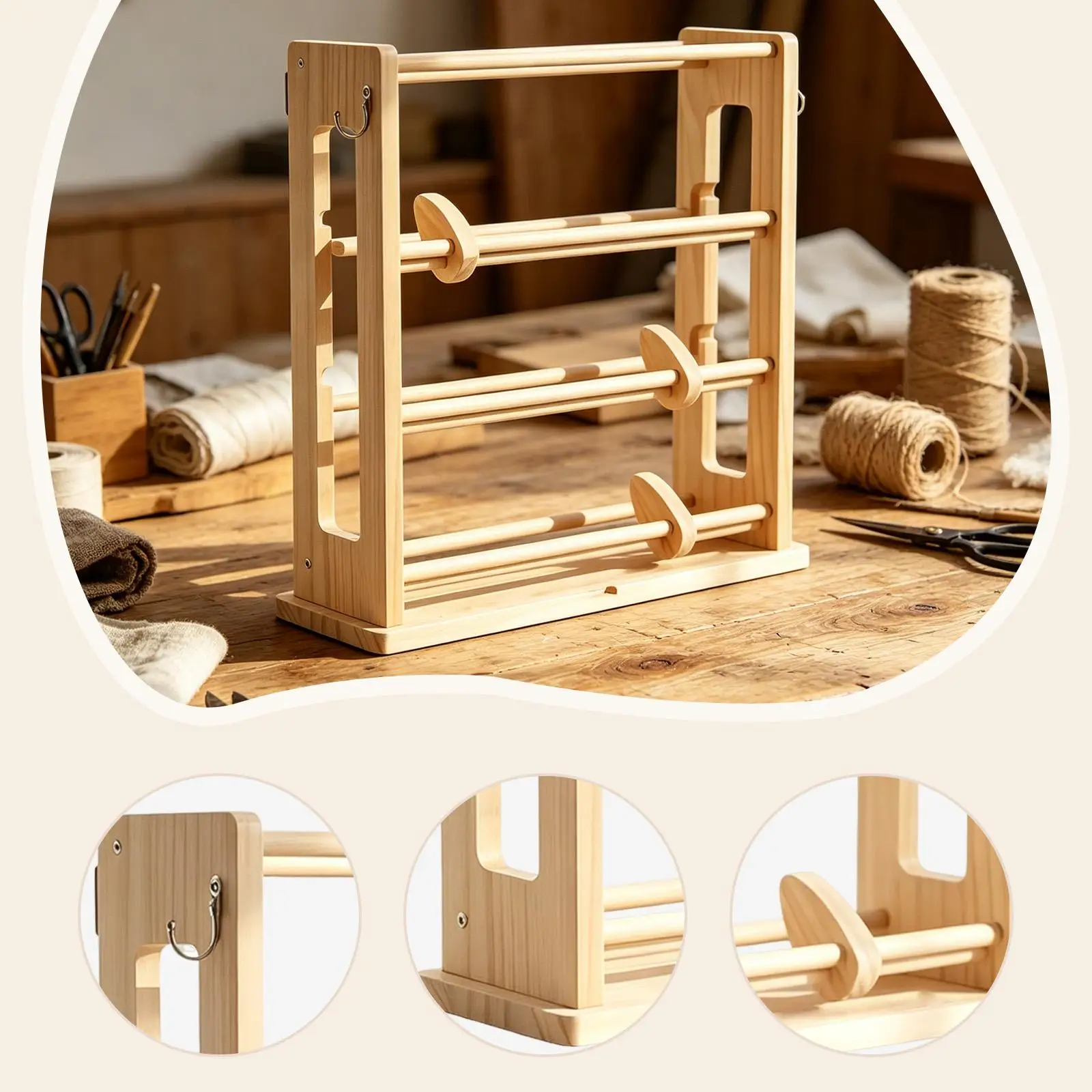 Wood Ribbon Organizer Tabletop for Cake Shop Flower Store Sewing Craft Room