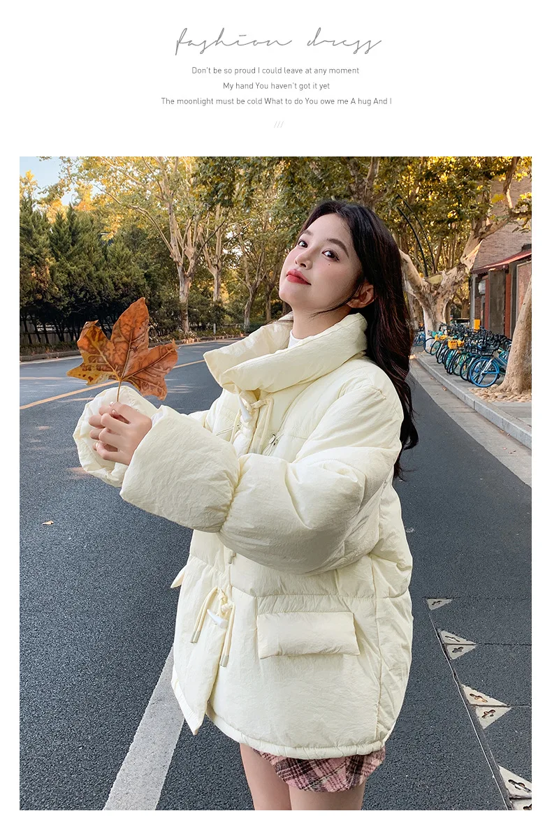Korean Sweet Short Down Cotton Jacket for Women Stand Collar Toggle Button Puffer Parkas Woman Loose Candy Color Padded Jacket