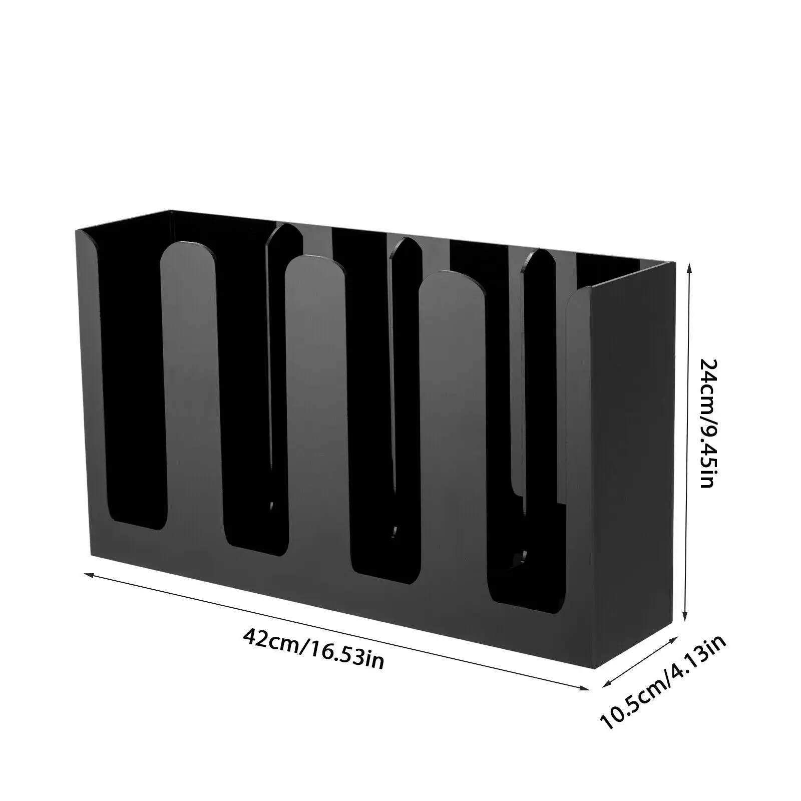 4 Partisi Tutup Cangkir Hitam Pemegang Dispenser Akrilik Organizer Kantor Organizer Tutup Cangkir 42*10.5*24Cm