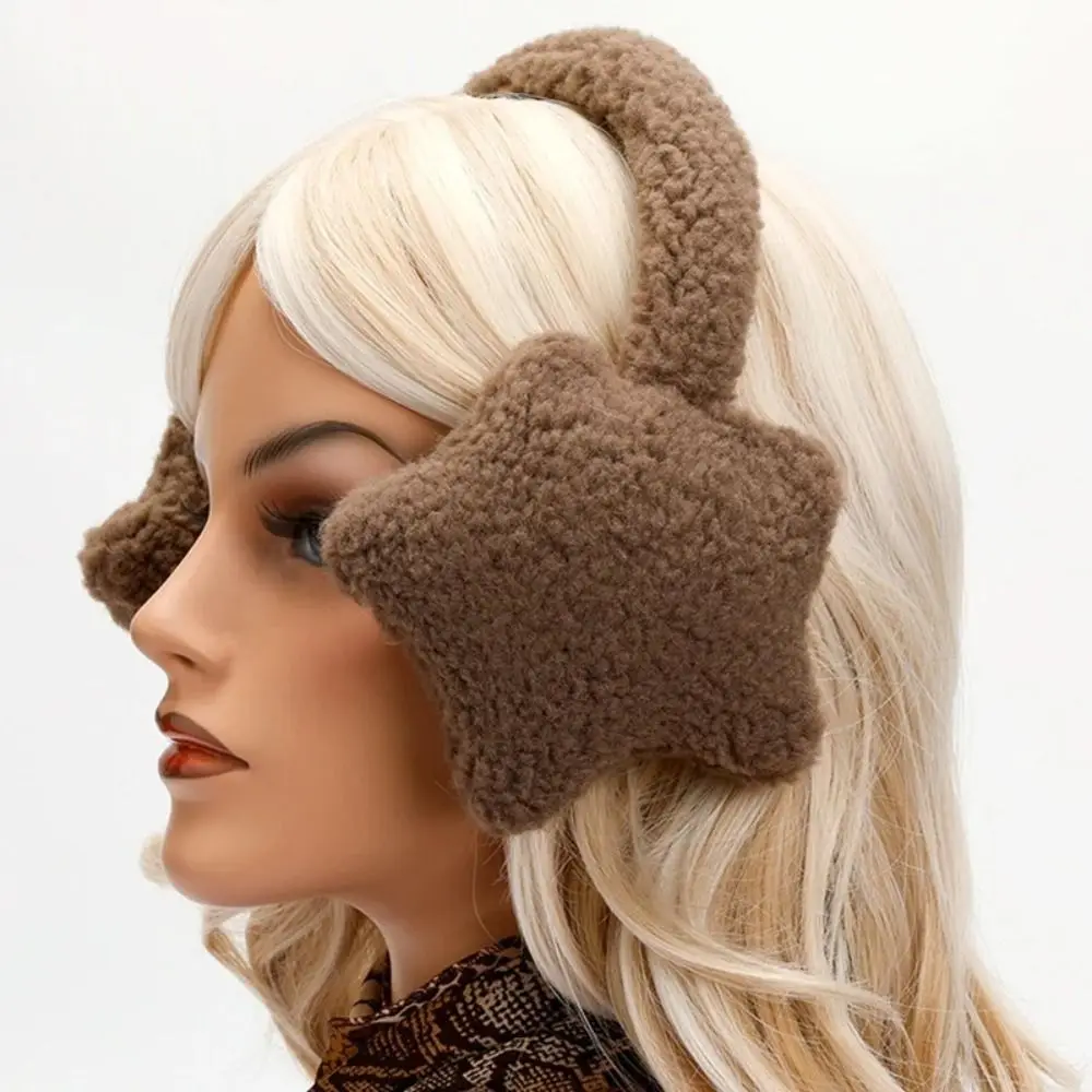 Cute Warm Earmuff Solid Color Soft Earflap Stars Shape Fluffy Earplugs