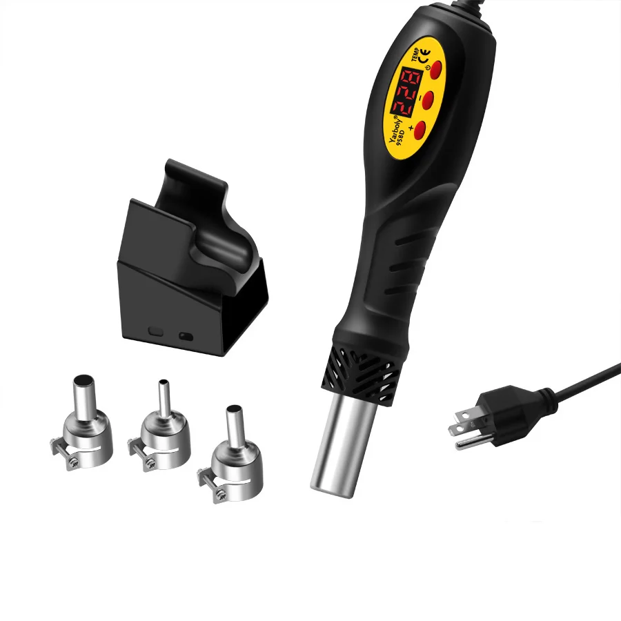 110V Portable LCD Digital Heat Hot Air Gun Blower Desoldering Soldering Station Temperature Adjustable IC SMD BGA Repair DIY