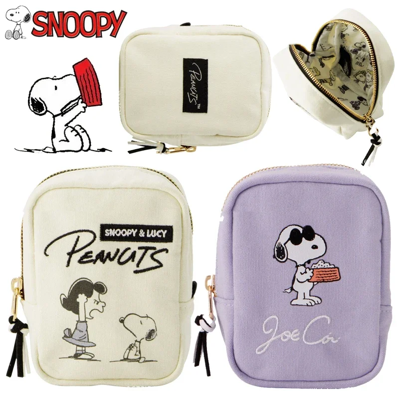 Snoopy Cosmetic Bag Women Cartoon Anime Canvas Travel Portable Toiletry Bag Coin Purse Cell Phone Bag Storage Bag Wallets Gift