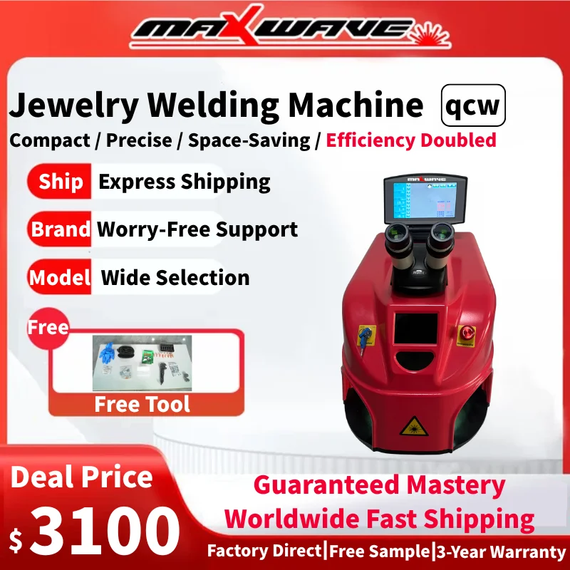 QCW Laser Welder  with Automatic Fixture, Desktop Machine for Mass Jewelry Spot Welding Production