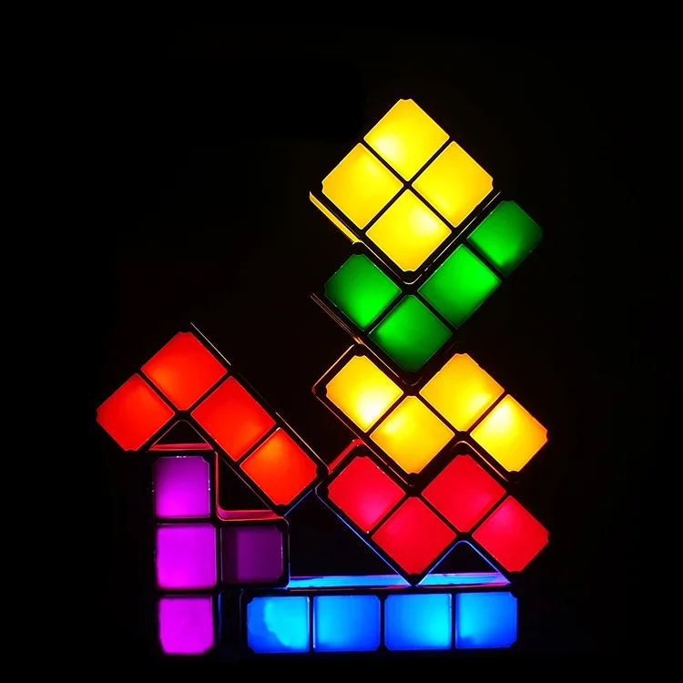 LED Luminous Building Blocks Desk Lamp, sobreposição criativa Luzes, Hotel e Showcase Atmosfera Luz, Quarto, 7 cores