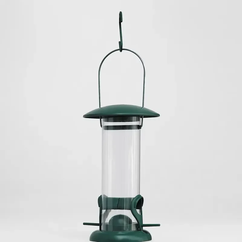 for Compact Tubular Bird Feeder with Hanging Handle Multiple Seed Outlets Antique Design Eco Friendly Garden Decoration