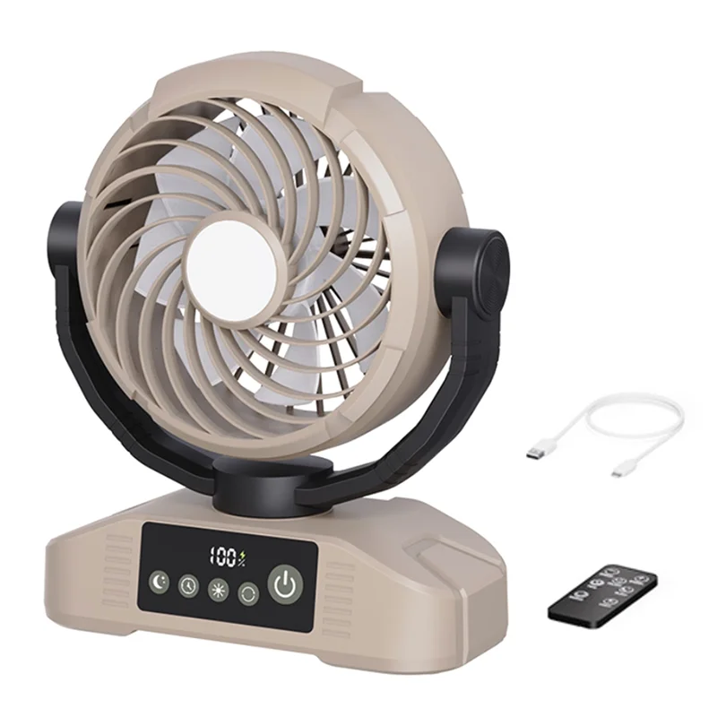 -September Desktop Fan 20000Mah Rechargeable Fan Withled Light 5 Speeds 3 Brightness Levels Forcamping Travel B