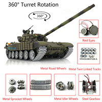 Professional Ver Heng Long T72 RC Tank 3939 360° Turret 1/16 TK7.0 Metal Tracks Red Eye Wireless Tracked Army Toucan Toys BB