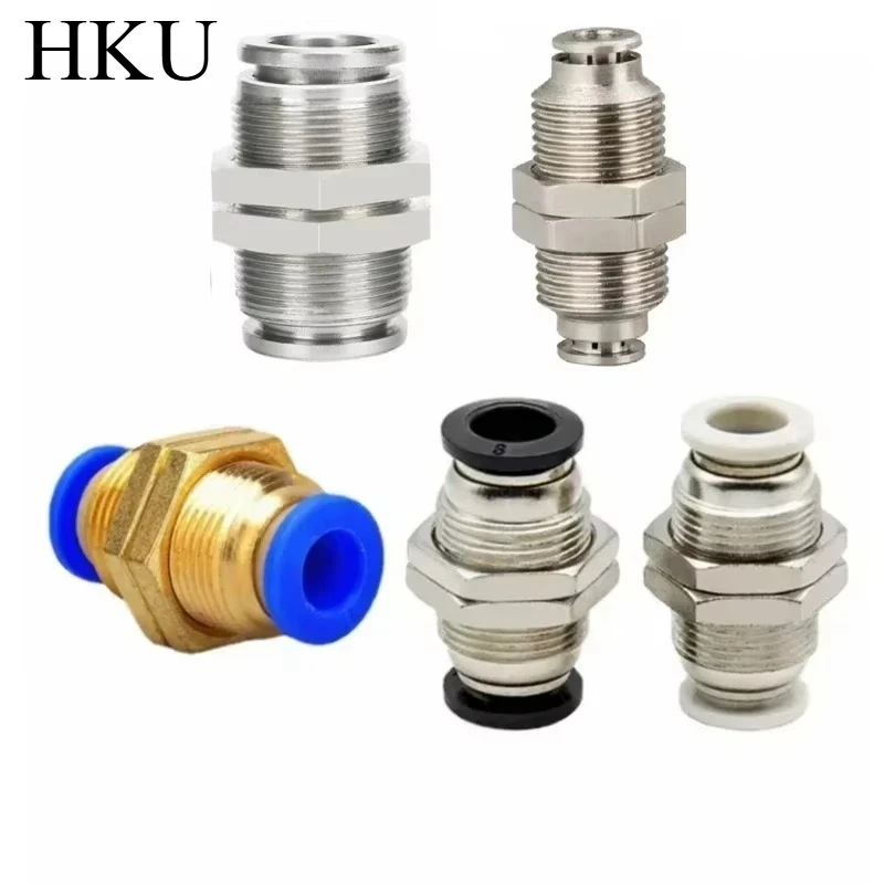 4mm 6mm 8mm 10mm 12mm OD Tube PM Straight Pneumatic Air Fittings Bulkhead Union Push To Connect Quick Release Baffle Connector