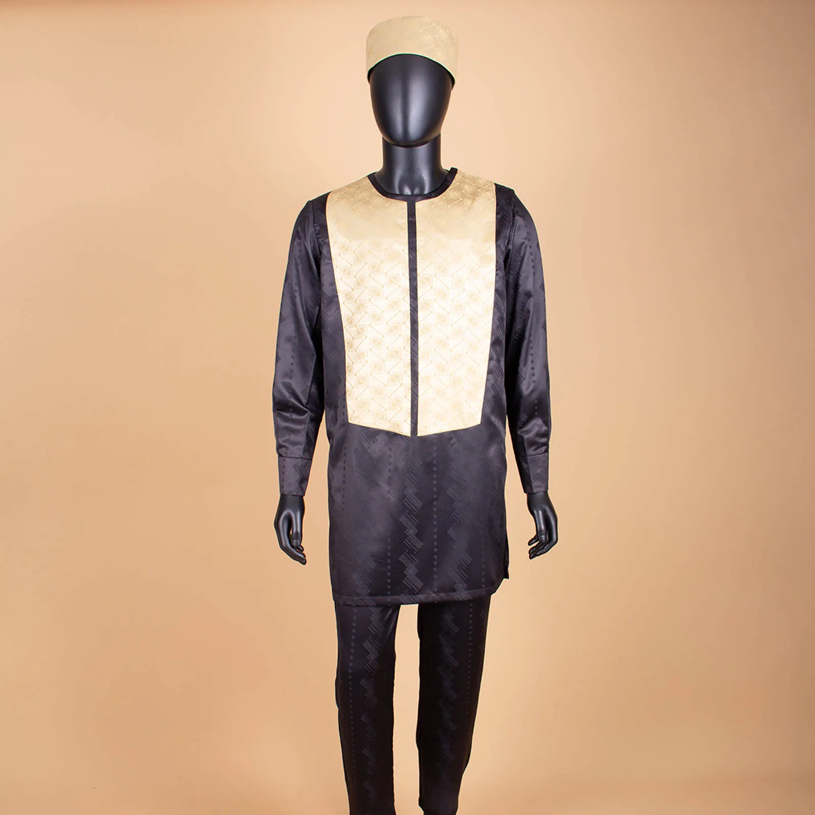 APTX Men's 3 Piece Suit African Dashiki Clothing Coat Jacket+Ankara Pants+Hat Set Tracksuit Outfit Blazer TA1916033