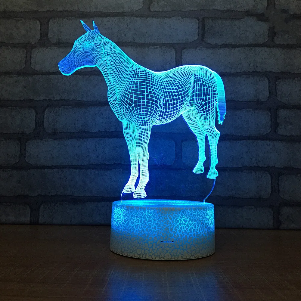 Horse Usb Novelty 3d Lamp Lovely Cartoon Children's Toys 3d Light Fixtures Remote Touch Usb And Battery Power Supply Kids Lamp