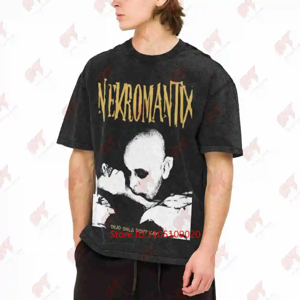 Nekromantix Fanart Psychobilly Horrorpunk Gothabilly Vintage Washed Tee Pure Cotton T-Shirt