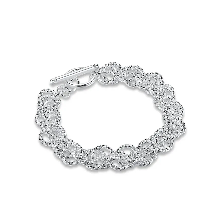 

New Charm 925 Sterling Silver 8 Inches Braided Chain Bracelet For Women Men Fashion Party Wedding Jewelry Gift Wholesale