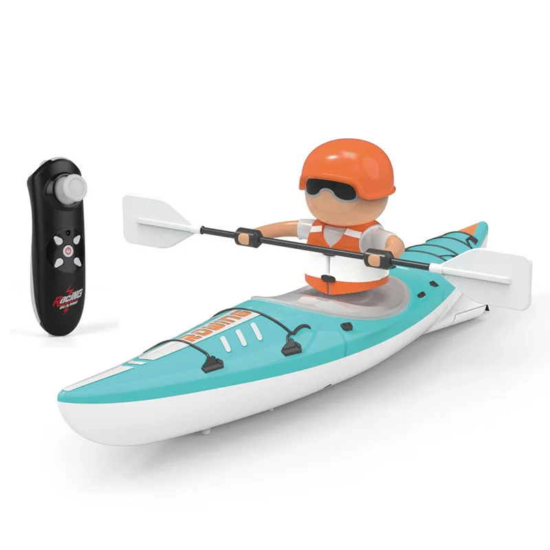 Minibarco de Control remoto para niños, bote de 2,4g, luz de Color brillante, paleta de Control remoto, Kayak de verano, juguete acuático, regalo