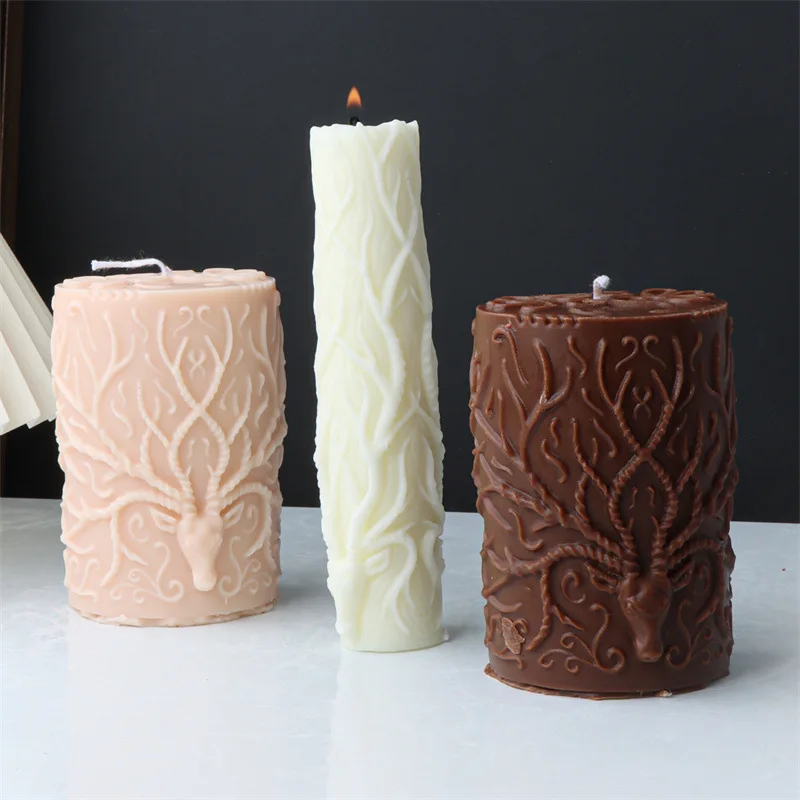 Antler Relief Silicone Candle Mold for DIY Aromatherapy Candle Plaster Ornaments Soap Epoxy Resin Mould Handicrafts Making Tool