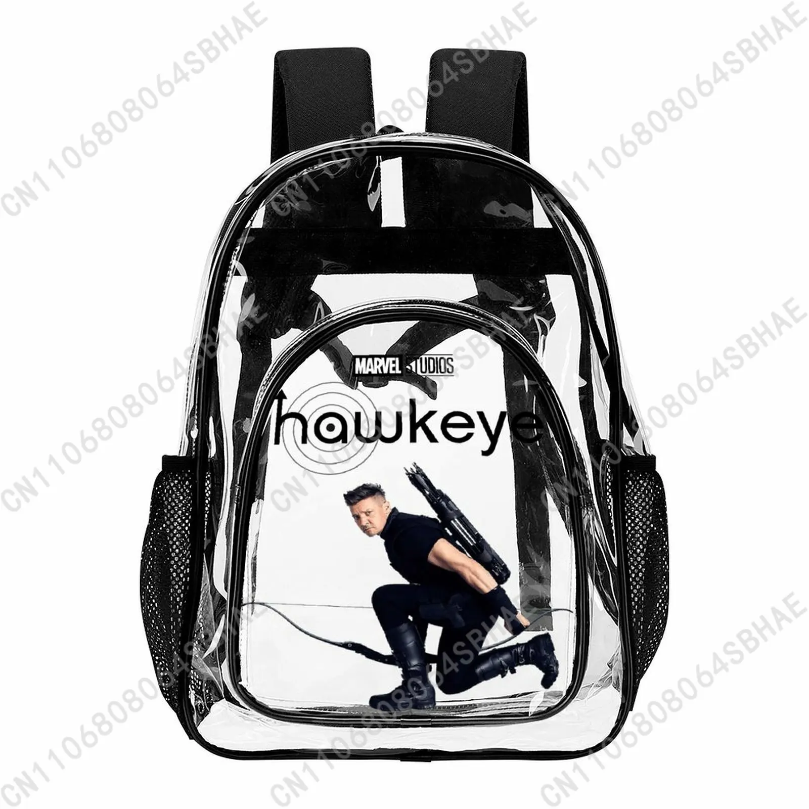 

Прозрачный рюкзак Marvel Hawkeye с сетчатым карманом для женщин и мужчин, прозрачная сумка для книг, водонепроницаемый рюкзак для школы, путешествий, подарок, косплей