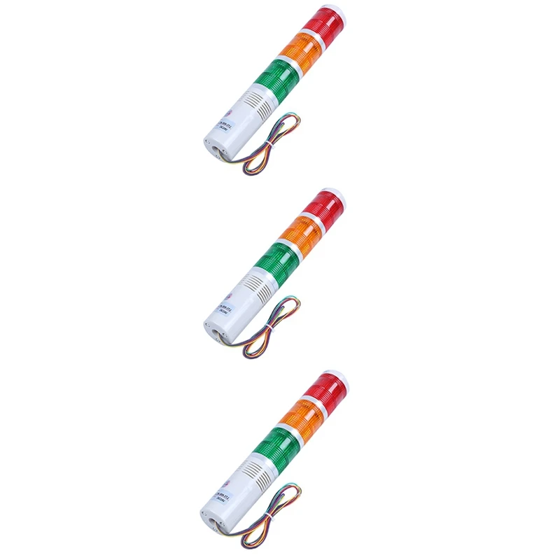 3X AC/DC 24V Red Green Yellow LED Lamp Industrial Tower Signal Light