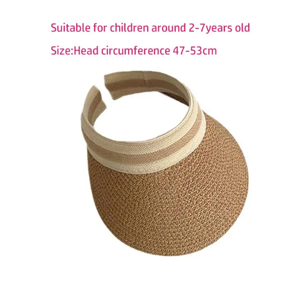 Straw Braid Children Sun Caps Outdoor Sunscreen Breathable Ponytail Hat Top Air Cap Visor Hat Summer Kids Baby