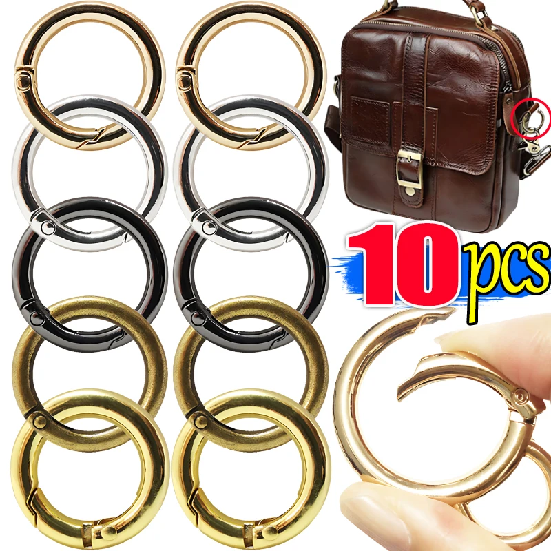 10Pcs/lot O Round Bag Buckle Metal Clasps Buckles Spring Circular Carabiner Snap Hook Spring Keyring DIY Jewelry Bag Accessories