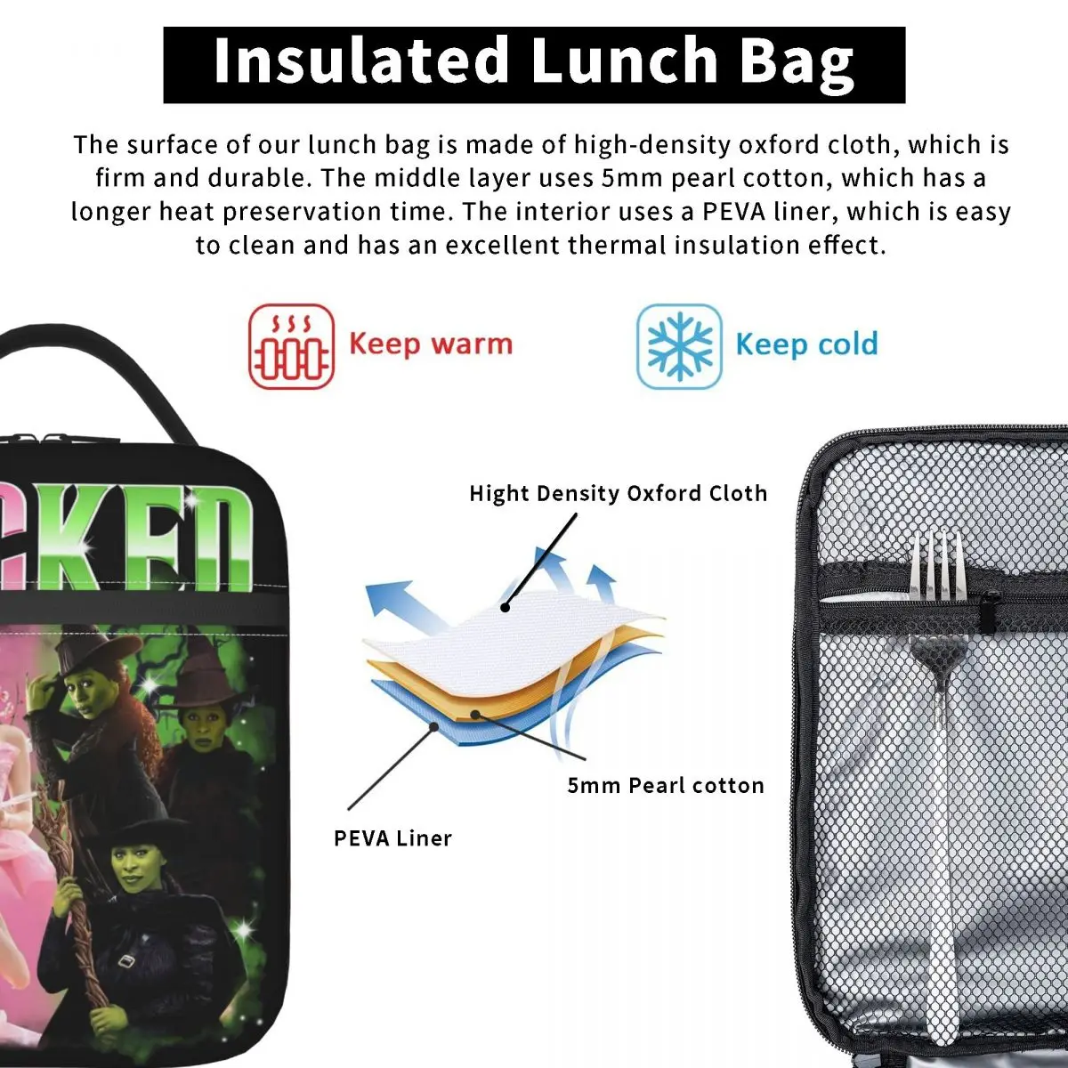 Wicked For Good Insulated Lunch Bags Storage Food Box Portable Cooler Thermal Lunch Boxes For Travel